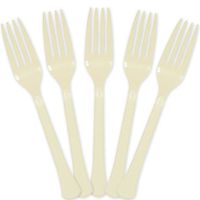 Extra Heavy Weight Plastic Forks | 20ct (Vanilla Creme)