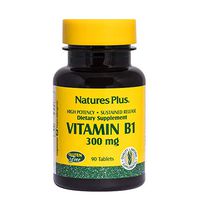 NaturesPlus Vitamin B1 (Thiamin HCI), Sustained Release - 300 mg, 90 Vegetarian Tablets - Natural Energy Boost, Helps Metabolize Carbohydrates - Gluten-Free - 90 Servings