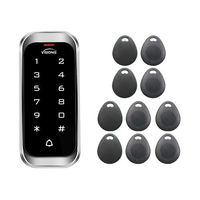 Visionis FPC-5679 Slim Access Control Indoor Outdoor Rated IP68 Metal Anti Vandal Digital Touch Keypad + Reader Standalone + Wiegand 26 Wide Design No Software EM + Mifare Cards + 10 Tags