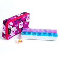 Portable Travel Pill Organizer Pill Case,7 Days of Round Vitamin Organizer Box(Pink)