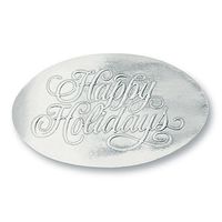 Happy Holidays Embossed Oval Foil Seals, 30 Count (Silver)