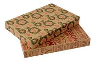 2 Pack Christmas House™ Printed Kraft Paper Gift Boxes with Foil Designs (Noel + Red Foil Seasonal Phrases)