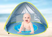 SureWinner Baby Beach Tent Pop Up Portable Sun Shelter with Pool 50+ UPF UV Protection Waterproof Canopy Summer Outdoor Tent for Infant--Blue