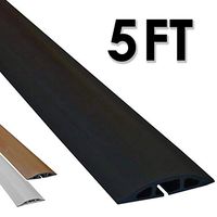 Electriduct D-2 Low Profile Rubber Duct Cord Cover Floor Cable Protector - 5 Feet - Black (Raw Rubber Material)
