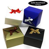 24 Pack Decorative Party Favor Gift Treat Boxes,Thick 400gsm Card- 5.8 x 5.8 x 3.7 inches, Easy Folding – Gift Boxes for Christmas, Holidays (Solid Assortment, 5.8' x 5.8" x 3.7")
