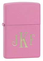 Personalized Zippo Pink Matte Lighter with Free Roman Monogram
