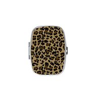VOLLET Fashion Leopard Print Creative Square Pill Case Pocket Box Stainless Steel Mirrored Locket Portable