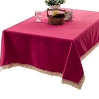 R.LANG Solid Color Heavy Weight Fabric Tablecloth Oval 52 x 70-inch Spillproof Jacquard Tablecloth Rose Red
