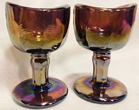Eyecup Eye Wash Bath Cup Rinse - American Made - Mosser Glass USA - Set of 2 (amethyst carnival, John Bull)