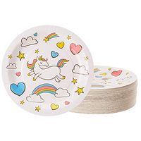 Rainbow Unicorn Birthday Party Plates (9 in., 80 Pack)