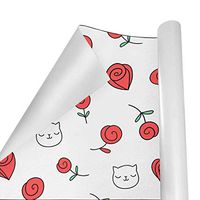 Gift Wrapping Paper Roll Rose Flower Cats for Birthday,Holiday,Wedding,Baby Shower Gift Wrap - 3Rolls - 58inch x 23inch Per Roll