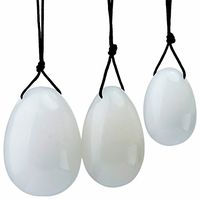 TUMBEELLUWA Yoni Egg Healing Crystal 3 PCS Drilled Massage Stones for Women to Train Pelvic Muscles Kegel Exercise, White Jade