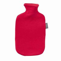 Fashy Hot Water Bottle with Fleece Cover Cranberry - Made in Germany