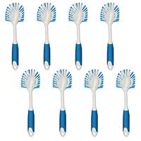 PHYEX 8-Pack Kitchen Diffusion Type Scrub Brush for Cleaning Dishes Pots Pan Sink and Bathroom with Comfortable Long Handle
