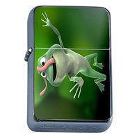 Frog Tongue Flip Top Oil Lighter Em1 Smoking Cigarette Silver Case Included