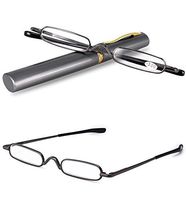 VEVESMUNDO Reading Glasses Men Women Compact Metal Eyeglasses Eyewear With Case (Gray, 2.25)