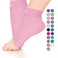 Go2 Plantar Fasciitis Socks|Best Ankle Compression Brace 22-25 mmHg|Arch Support Joint Heel Pain Relief|Foot Sleeves for Women and Men Reduce Swelling|Relieve Achilles Tendonitis(Solid Pink,Small)