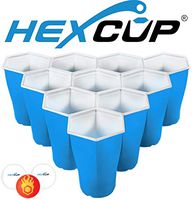 PartyPongTables.com Reusable HEXCUP Beer Pong Party Cup Set by PartyPong - 22 Cups & 3 Balls