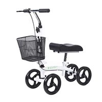 ELENKER Steerable Knee Walker Foldable Scooter for People Below 5' Tall Crutch Alternative White