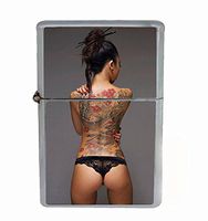 Customized Collectables Sexy Tattooed Asian Girl Flip Top Oil Cigarette Lighter