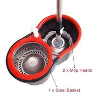 LLPBEAUL 360 Degree Spinning Magic Mop Head Replacement Magic Mop Rotating Microfiber Mop Head Kitchen Bathroom Cleaning (Color : Red)