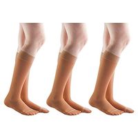 Actifi Women's Sheer 15-20 mmHg Closed Toe Knee High Compression Stockings – 3 Pack