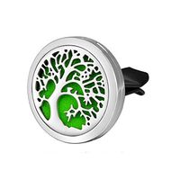 HOUSWEETY Car Air Freshener Aromatherapy Essential Oil Diffuser - Tree of Life Stainless Steel Locket,11 Refill Pads (With Gift Bag)