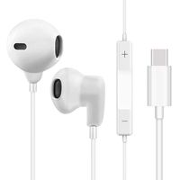 USB C Earbud Headphones, Hi-Fi Wired in-Ear Stereo Noise Cancelling Earphones with Mic & Remote, Sports Headset Compatible with Pixel Moto Z Huawei, HTC 10/U11, Essential Phone & Type-C Devices -White