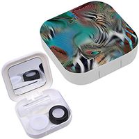 Portable Contact Lens Case Box Travel Kit Mirror + Bottle + Tweezers Container Holder [ African Leopard Printfabric Design ]
