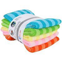 Dish Towel, 5Pcs Dish Cloth Double-Sided Striped Absorbent Dish Cleaning Towels Cleaning Microfiber Wipes, Car Wash, Dishwashing, Cleaning Cloth (Multicolor)