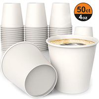 4 oz White Paper Cups (50 ct) - hot Beverage Cup for Coffee Tea Water