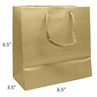 Novel Box® Gold Matte Laminated Euro Tote Paper Gift Bag Bundle 6.5X3.5X6.5 (10 Count) + Custom NB Pouch