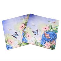 Butterfly Flower Paper Napkins Disposable, Colored Floral Dessert Cocktail Napkins for Wedding, Bridal Shower, Tea Party Supply Dinner Decorative, 2-Ply, 40 Count