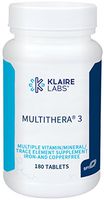 Klaire Labs MultiThera 3 Iron-Free and Copper-Free Multivitamin & Multimineral with Essential Micronutrients - High Potency with No Copper and No Iron (180 Tablets)