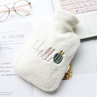 1L Cute Cartoon Portable Hot Water Bottle, Water-Filled Explosion-Proof Hot Water Bag, Colorful Plush Jacket, Suitable for Student Girls and Children