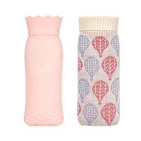 Xboun Microwave Heating Bottle Environmental Silicone Transparent Hot Water Bag with Knit Cover, Hot&Cold Therapies-Gift for Birthday, Christmas, Valentine's Day, Gift Exchange Party (Large, Pink)