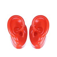 1 Pair Silicone Ear Model, True Size, Soft Silicone, Flexible Earmold Ear Displays for Acupuncture Jewelry Laboratory Model and More,Red