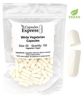 Capsules Express- Size 00 White Empty Vegan Capsules 100 Count - Kosher and Halal Certified - Gluten-Free Vegetarian/Vegetable Pill Capsule - DIY Powder Filling
