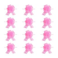 HEALLILY 12pcs Gift Pull Bows Glitter Yarn Pull Bows Gift Wrapping Wrap Ribbon Bow for Birthdays Easter Wedding Car Centerpieces Decoration (Pink)