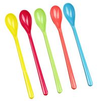 5 Pcs Colorful Plastic Spoon Lovely Long Mixing Spoons for Jam Honey Coffee Color Random