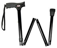 Carex Soft Grip Folding Cane - Foldable Walking Cane For Men and Women - Adjustable Height (33"-37"), Anti-Slip Rubber Tip, Soft Derby Style Ergonomic Handle, Black Cane