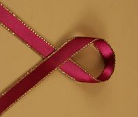 3/8" Double Face Satin Ribbon with Gold Edge (BURGUNDY WINE)