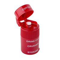 Ezy Dose Pill Crusher and Grinder | Crushes Pills, Vitamins, Tablets | Stainless Steel Blade | Removable Drinking Cup | Red