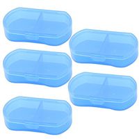 uxcell PP Outdoor Travel 2 Slots Medicine Pill Storage Holder Case Box 5 Pcs Blue