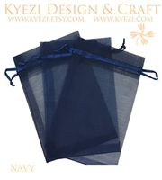 300 Pcs Navy 3x4 Sheer Drawstring Organza Bags Jewelry Pouches Wedding Party Favor Gift Bags Gift Bags Candy Bags [Kyezi Design and Craft]