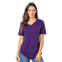Theoylos Women's Short Sleeve Summer Basic T-Shirts Ladies V Neck T-Shirts Irregular Hem Casual Tops Purple