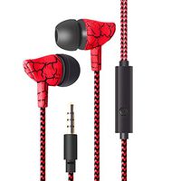 elegantstunning Wired Crack Sports Headphone Super Bass 3.5mm Earphone Earbud with Microphone Hands Free Headset red