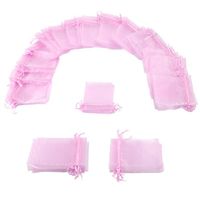 Brybelly 50 Pack of 4 x 6" Pink Drawstring Organza Storage Bags - Party Favor Pouch for Weddings, Showers, Birthdays & Holidays, Great for Gifts, Candy, Collectibles, Jewelry