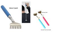 3 Pack Compact Extendable Telescopic Back Scratcher with Soft Sure Grip Handle