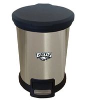 The Furniture Cove New 1.3 Gallon Round Stainless Steel Step Trash Can Waste Basket Featuring Your Choice of a Football Team Logo (Eagles)